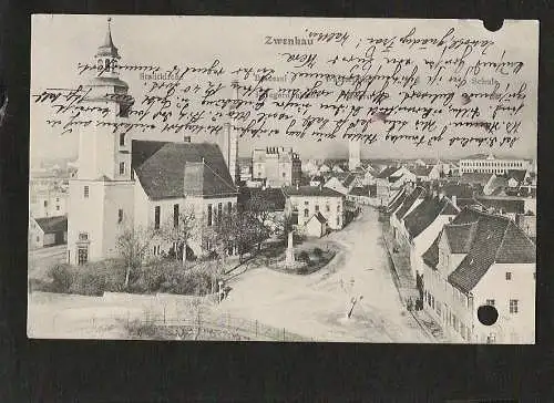 22260 AK Zwenkau Stadtkirche Brauerei Wasserturm Schule 1910