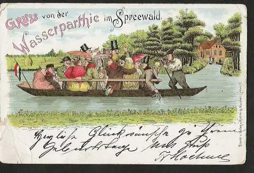 21859 AK Litho Spreewald Wasserpartie Humor  1908