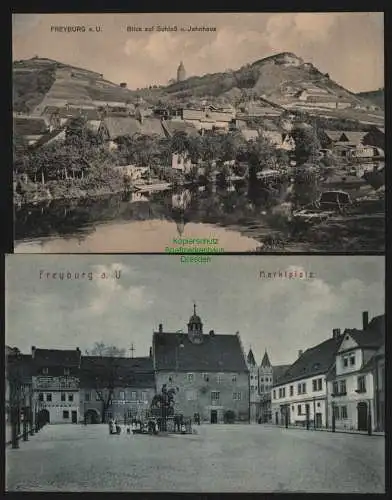 151668 2 AK Freyburg a. U. Schloss Jahnhaus Marktplatz um 1910