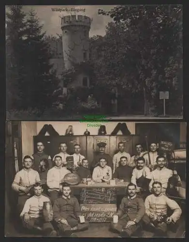 151564 2 AK Wildpark Eingang Tirm 1912 Fotokarte Soldaten Militär