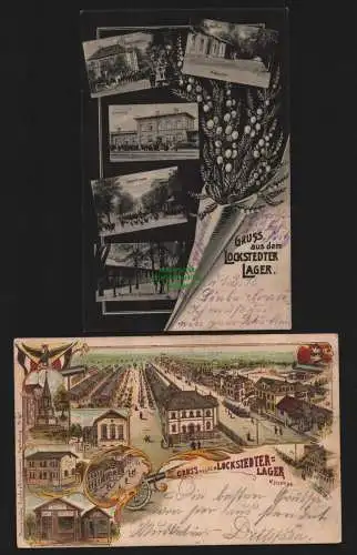 149624 2 AK Lockstedter Lager Litho 1902 1916 Bahnhof Casino Kommandantur