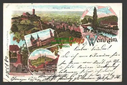 145731 AK Weinheim Litho 1900 Markt Schloss Birkenauer Thal