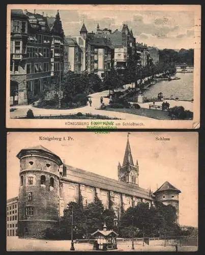 144470 2 AK Königsberg 1918 Partie am Schlossteich Schloss Feldpost