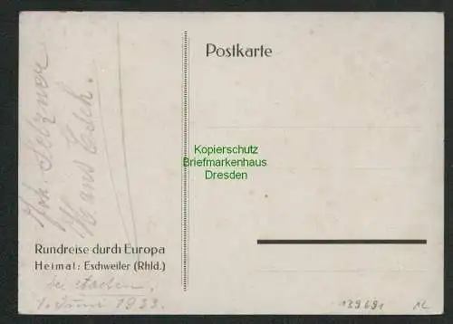 139691 AK Zeppelin Rundreise durch Europa Heimat Eschweiler Rhld. 1933