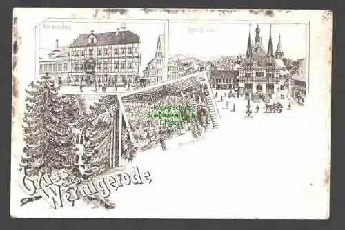 138439 AK Wernigerode um 1900 Hotel weisser Hirsch Wintergarten Rathaus