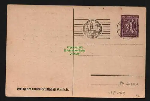 138143 DR Privatganzsache PP 61 C1 Kirchenbund Gründungsfeier 1922 Wittenberg