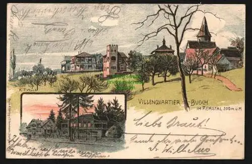 138151 AK Remshalden Villenquartier Buoch Künstlerkarte Litho 1905