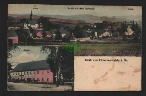 136871 AK Cämmerswalde Neuhausen/Erzgeb. Gasthof Schule Kirche Oberdorf um 1915