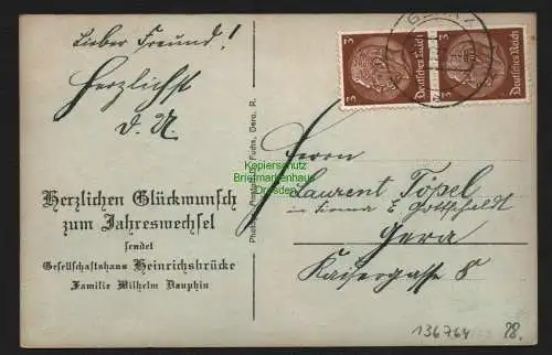 136764 AK Gera 1937 Keglerheim Heinrichsbrücke W. Dauphin Baumeister Faulhaber &