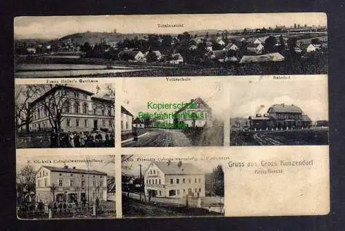 135753 AK Groß Kunzendorf Slawniowice Kr Neisse Nyski 1909 Volksschule Bahnhof