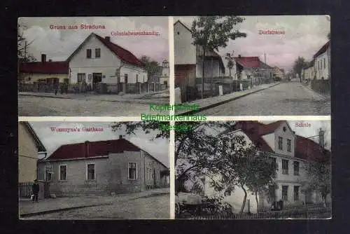 135668 AK Straduna Stradunia Oberschlesien Gasthaus Schule Dorfstraße 1909