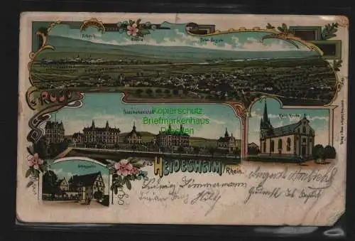 135262 AK Heidesheim Ingelheim am Rhein Litho 1914 Siechenanstalt Schlossmühle