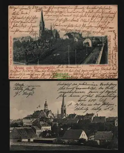 134198 2 AK Geringswalde 1899 Kirche und Bürgerschule Totale 1910