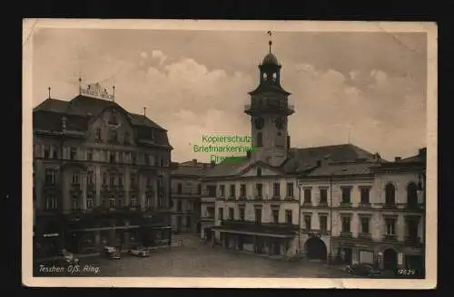 134283 AK Teschen O.-S. Cieszyn Ring 1943 Hotel Brauner Hirsch Rathaus