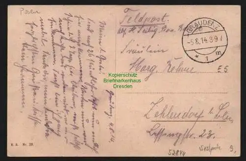 52844 AK Graudenz Wpr. 1914 Speicher an der Weichsel Feldpost