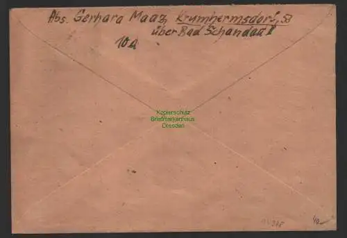 B14328 SBZ 1948 Köpfe Brief Notstempel Krummhermsdorf nach Berlin