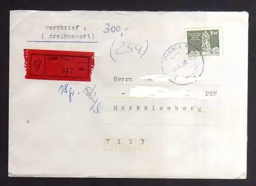B3545 DDR Briefe Einzel- oder Mehrfachfrankaturen 1980 2561 Soz Aufbau Wertbrief