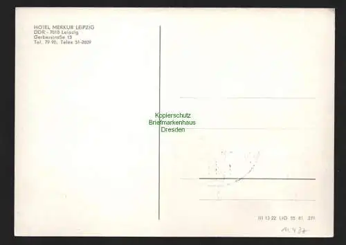 B11437 Maximumkarte DDR 1981 2593 Leipziger Frühjahrsmesse Hotel Merkur