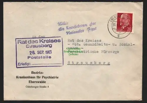 B10771 Brief DDR Propaganda Eberswalde 1963 Wählt die Kandidaten der Nationalen