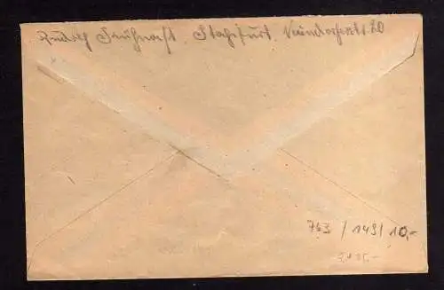 h763 Brief Handstempel Bezirk 20 Staßfurt 13.7.48 ohne Nachgebühr nach Berlin an