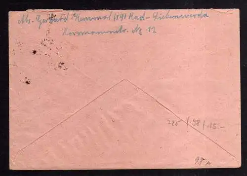 h725 Brief Handstempel Bezirk 20 Bad Liebenwerda 2.7.48 nach Frankfurt Main