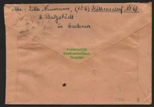 h5942 SBZ Handstempel Bezirk 27 Burgstädt Brief 7.7.48 Köthensdorf - Reitzenhain