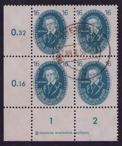 3333 DDR 267 DZ 16 Pfg. Akademie 1950 Viererblock echt gestempelt Radebeul