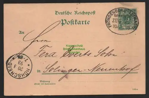B8846 DR Postkarte Bahnpost Fröndenberg Letmathe 1893