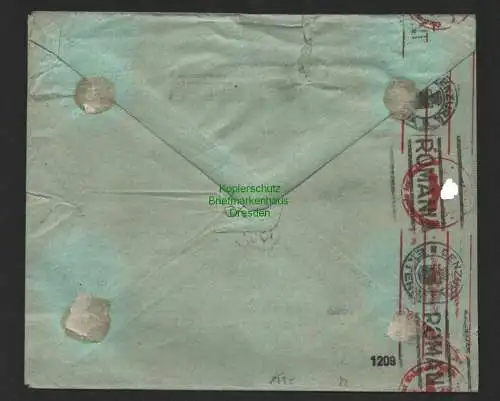 B8795 Brief Simper S. A. R. Rumänien Bucuresti 1941 nach Freiberg Zensur