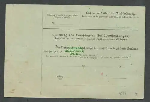 B4946 DR 93 Wertpaketkarte 1911 Leipzig nach Lausanne Schweiz