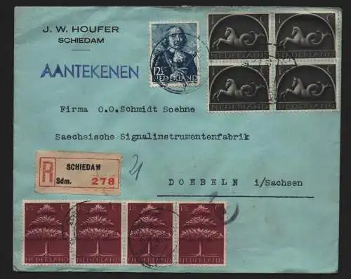 B12449 Brief Niederlande Schiedam 278 Einschreiben nach Döbeln Zensur 1943
