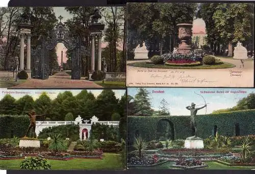 93227 4 AK Potsdam Sanssouci 1906 Bogenschütze 1912 Tor Parkeingang