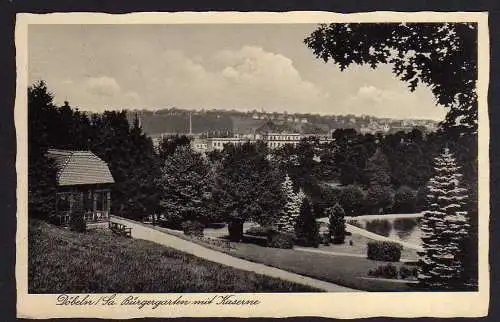 87154 AK Döbeln Sachsen 1938 Bürgergarten mit Kaserne