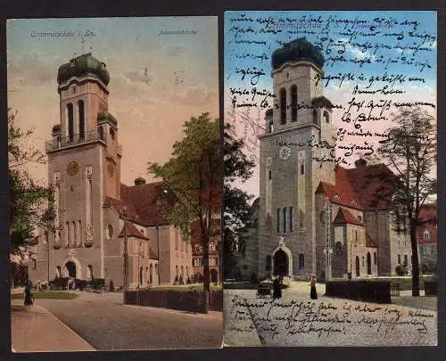 87193 2 AK Crimmitschau Johanniskirche 1916 1919