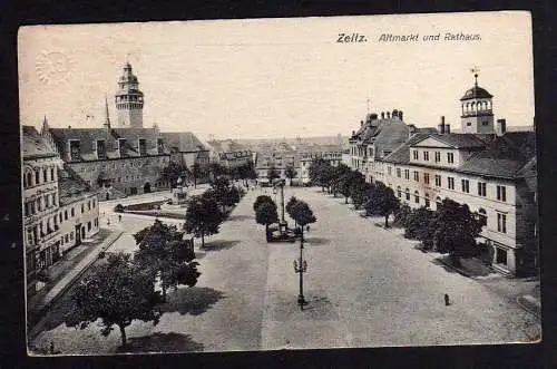 87489 AK Zeitz 1920 Altmarkt Rathaus Stadt - Schule