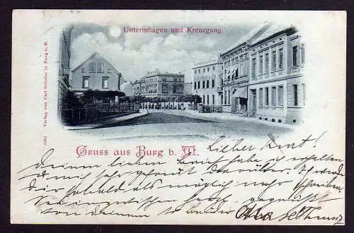 87428 AK Burg bei Magdeburg Untermhagen und Kreuzgang 1898 Mondscheinkarte