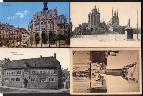 87481 4 AK Erfurt Dom 1905 Rathaus 1911 ehemalige Universität 1907 Dom Römischer