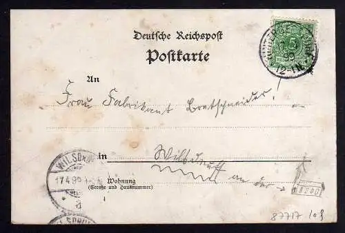 87717 AK Kurbad Hartha Post Hintergersdorf 1899 Saal Conzertgarten