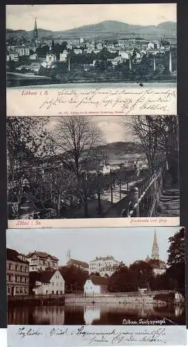 87879 3 AK Löbau 1900 Promenade Berg Teichspiegel 1902