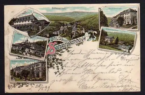 87789 AK Schlangenbad Litho 1899 Eltvillerstrasse Hotel Nassauer Hof Schweizerha