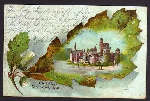 82279 AK Cassel Kassel Eichenblatt litho 1900 Löwenburg