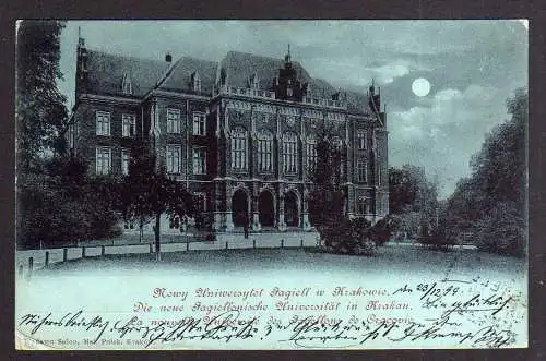 82518 AK Krakau Mondscheinkarte Neue Jagiellonische Universität 1899 Krakowa