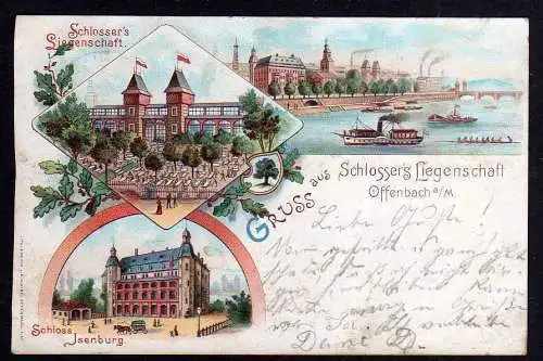 82621 AK Offenbach am Main Litho Schloss Isenburg Schlossers Liegenschaft 1897