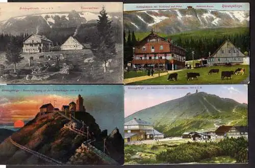 78775 4 AK Riesengebirge Schlesierhaus Schneekoppe Schlingelbaude Heinrich Baude