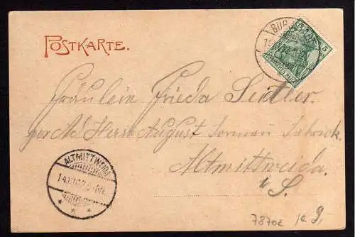 78702 AK Burgstädt Kaiserliches Postamt Vollbild 1902