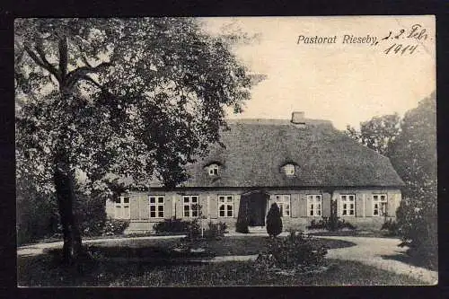 78942 AK Pastorat Rieseby 1914 Bahnpost