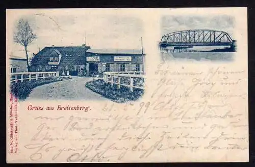 78878 AK Breitenberg Holstein bei Kellinghusen 1899 Brücke Gasthaus Schänke