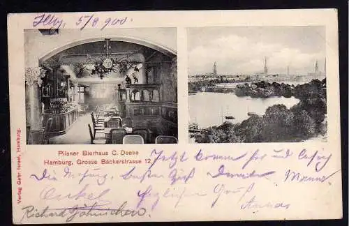 78950 AK Hamburg Große Bäckerstraße 12 Pilsner Bierhaus C. Deeke 1900 Gasthaus