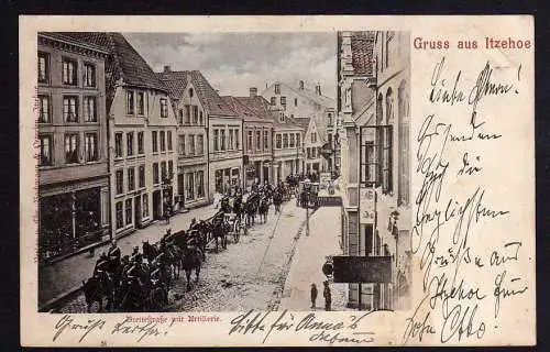 78884 AK Itzehoe Breitestraße mit Artillerie 1899