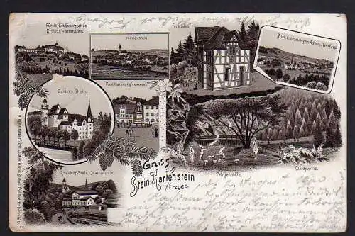 79166 AK Stein Hartenstein Litho 1900 Forsthaus Bahnhof Schloss